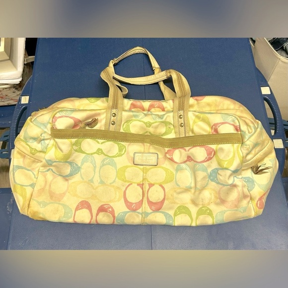 Y2K coach OP Art multi-color logo C canvas large travel duffel bag - Picture 1 of 16